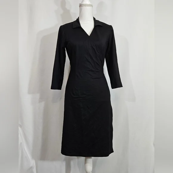 J. Mclaughlin black wrap midi dress women's size small - Picture 1 of 8